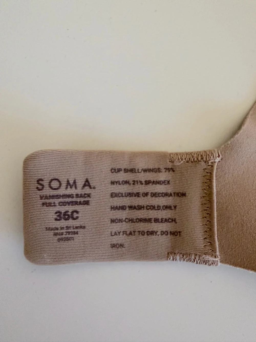 Soma Vanishing Back Full Coverage Bra | 36C | Nude Beige | NWOT